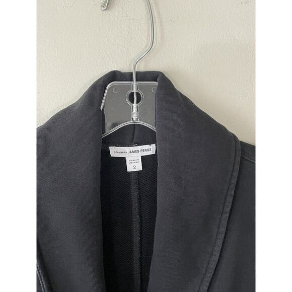 James Perse Women’s Size 2 Black Sweater One Button Cardigan Casual Work Ribbed - Picture 4 of 6